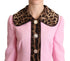 Dolce & Gabbana Pink Leopard Wool Trenchcoat Jacket