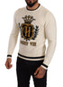 Dolce & Gabbana White Heraldic Cashmere Pullover Sweater