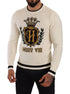 Dolce & Gabbana White Heraldic Cashmere Pullover Sweater