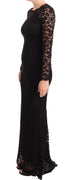Dolce & Gabbana Black Cotton Lace Mermaid Long Sleeves Dress