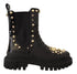 Dolce & Gabbana Black Leather Studded Combat Boots – Gold Detail Women’s Boots