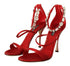 Dolce & Gabbana Red Satin Crystal-Embellished Keira Heels Sandals – High Heels Shoes
