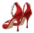 Dolce & Gabbana Red Satin Crystal-Embellished Keira Heels Sandals – High Heels Shoes
