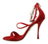 Dolce & Gabbana Red Satin Crystal-Embellished Keira Heels Sandals – High Heels Shoes