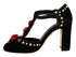 Dolce & Gabbana Black Velvet Mary Jane T-Strap Pumps with Roses & Crystals – Women’s Heels