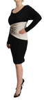Roberto Cavalli Black Silver Sheath Knee Length Dress