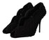 Dolce & Gabbana Black Suede Cordonetto Ricamo Open Toe Heels Pumps for Women