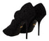 Dolce & Gabbana Black Suede Cordonetto Ricamo Open Toe Heels Pumps for Women