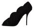 Dolce & Gabbana Black Suede Cordonetto Ricamo Open Toe Heels Pumps for Women