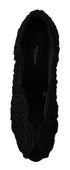 Dolce & Gabbana Black Suede Cordonetto Ricamo Open Toe Heels Pumps for Women