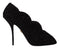 Dolce & Gabbana Black Suede Cordonetto Ricamo Open Toe Heels Pumps for Women