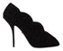 Dolce & Gabbana Black Suede Cordonetto Ricamo Open Toe Heels Pumps for Women