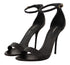 Dolce & Gabbana Black Ostrich Leather Stiletto Ankle Strap Heels - Women’s