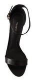 Dolce & Gabbana Black Ostrich Leather Stiletto Ankle Strap Heels - Women’s