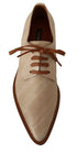 Dolce & Gabbana Beige Eel Leather Lace-Up Formal Flats – Luxury Shoes