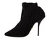 Dolce & Gabbana Cable Knit Sock Boots – Black Stretch Knee-High Booties for Women