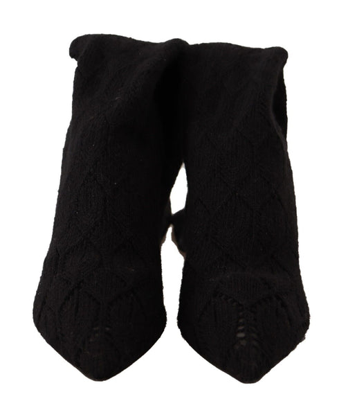Dolce & Gabbana Black Knit Sock Boots – Women's Stretch Knee-High Booties