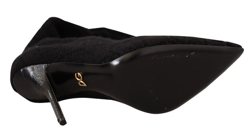 Dolce & Gabbana Black Knit Sock Boots – Women's Stretch Knee-High Booties