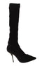 Dolce & Gabbana Black Knit Sock Boots – Women's Stretch Knee-High Booties