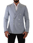 Dolce & Gabbana Blue Cotton Linen Slim Fit Jacket Coat Blazer