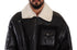 Dolce & Gabbana Black Leather Shearling Biker Coat Jacket