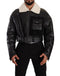 Dolce & Gabbana Black Leather Shearling Biker Coat Jacket