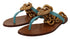 Dolce & Gabbana Blue Leather Devotion Gladiator Flat Sandals – Women's Gold Chain Embellished Flats