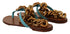 Dolce & Gabbana Blue Leather Devotion Gladiator Flat Sandals – Women's Gold Chain Embellished Flats
