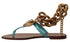 Dolce & Gabbana Blue Leather Devotion Gladiator Flat Sandals – Women's Gold Chain Embellished Flats