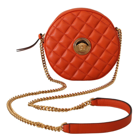 Versace Round Crossbody Shoulder Bag in Red Nappa Leather for Women