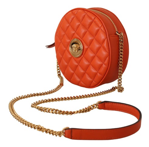 Versace Round Crossbody Shoulder Bag in Red Nappa Leather for Women
