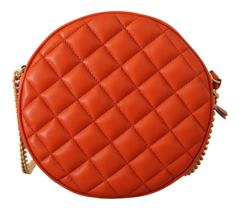Versace Round Crossbody Shoulder Bag in Red Nappa Leather for Women