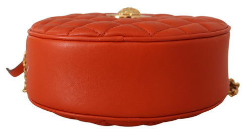Versace Round Crossbody Shoulder Bag in Red Nappa Leather for Women