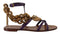 Dolce & Gabbana Purple Leather Devotion Gladiator Flat Sandals – Women's Gold Chain Embellished Flats Shoes