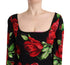Dolce & Gabbana Black Red Roses Sheath Stretch Silk Dress