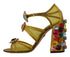 Dolce & Gabbana Crystal Ayers Block Heel Sandals in Yellow Leather – Women's