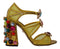 Dolce & Gabbana Crystal Ayers Block Heel Sandals in Yellow Leather – Women's