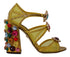 Dolce & Gabbana Crystal Ayers Block Heel Sandals in Yellow Leather – Women's