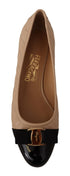 Salvatore Ferragamo Elegant Quilted Leather Pumps – Beige & Black Women's Heels