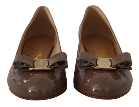 Salvatore Ferragamo Caraway Brown Vara Bow Low Heels Pumps for Women