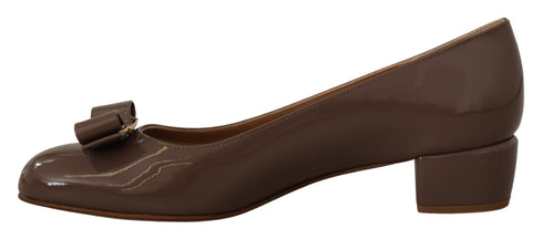 Salvatore Ferragamo Caraway Brown Vara Bow Low Heels Pumps for Women