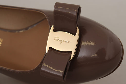 Salvatore Ferragamo Caraway Brown Vara Bow Low Heels Pumps for Women