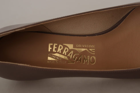 Salvatore Ferragamo Caraway Brown Vara Bow Low Heels Pumps for Women