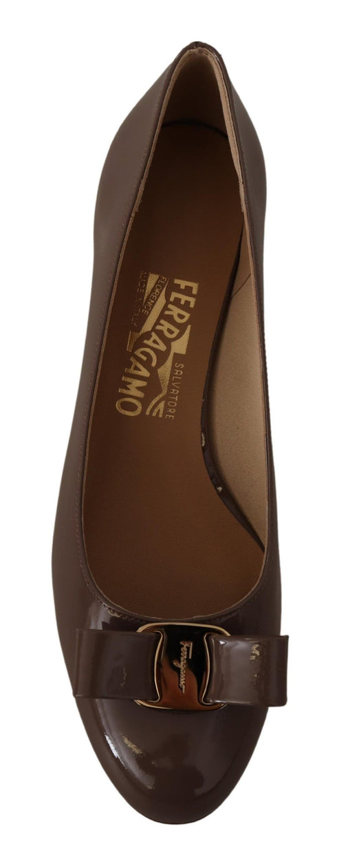 Salvatore Ferragamo Caraway Brown Vara Bow Low Heels Pumps for Women