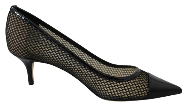 Jimmy Choo Black Patent Mesh Pointed Pumps – Women’s Heels