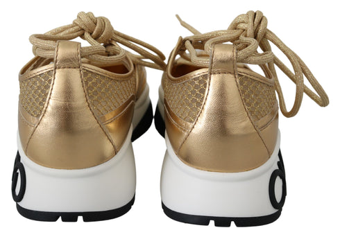 Jimmy Choo Michigan Hip Golden Glamour Mesh Leather Women’s Sneakers Shoes