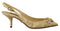 Dolce & Gabbana Gold Crystal Slingback Pumps – Women’s Elegant Mid Heels Shoes