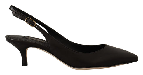 Dolce & Gabbana Slingback Pumps | Black Leather Pointed Toe Heels for Women