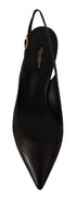 Dolce & Gabbana Slingback Pumps | Black Leather Pointed Toe Heels for Women