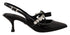 Dolce & Gabbana Black Patent Leather Crystal Slingbacks – Women's Mid Heels Pumps
